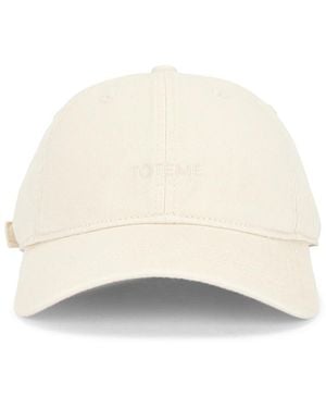 TOTEME Leather Trim Cotton Cap - White