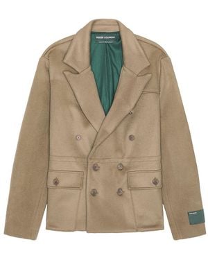 Reese Cooper Wool Double Breasted Blazer - Natural