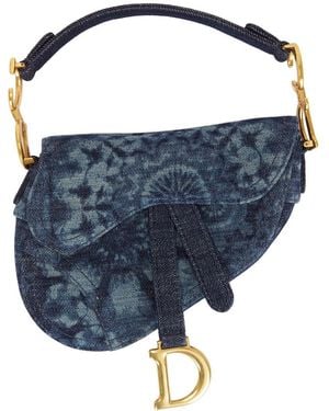 Dior Kaleidoscopic Tie Dye Denim Mini Saddle Bag - Blue
