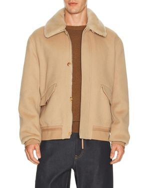 Gabriela Hearst James Bomber Jacket With Shearling Collar - Natural