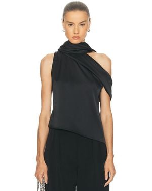 Monse Sleeveless Asymmetric Scarf Top - Black