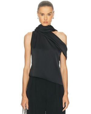 Monse Sleeveless Asymmetric Scarf Top - Black
