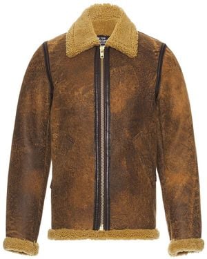 Schott Nyc Sheepskin Jacket - Brown