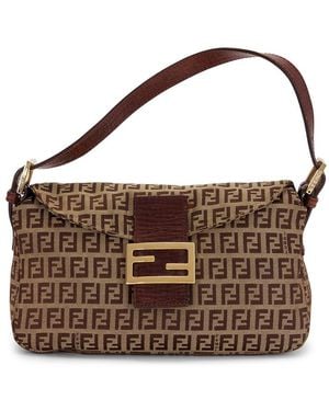 Fendi Zucchino Baguette Shoulder Bag - Brown