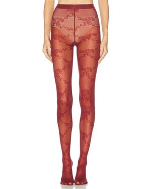 Wolford Floral Lace Tights - Red