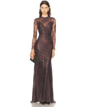 Alex Perry Long Sleeve Lace Gown - Purple