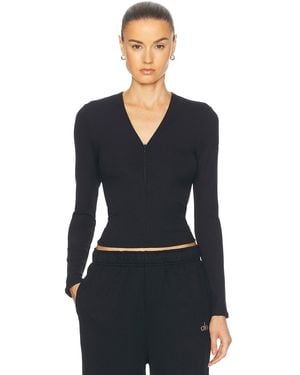 Alo Yoga Ribbed Mesmerize Long Sleeve Top - Black