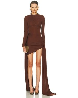 The New Arrivals Ilkyaz Ozel Draped Mini Dress - Brown