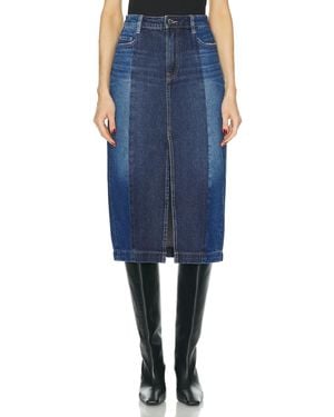 GRLFRND Robin Seamed Tonal Midi Skirt - Blue