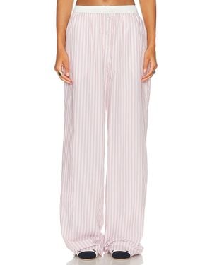 Helsa Wide Stripe Poplin House Pants - Pink