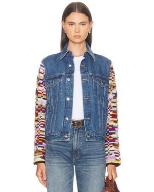 Monse Crochet Sleeves Denim Jacket - Blue