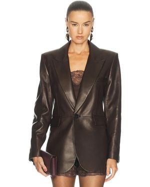 Saint Laurent Leather Blazer - Black