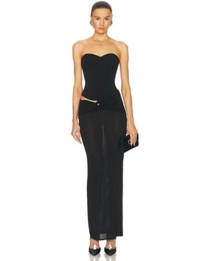 Alex Perry Ruched Jersey Corset Maxi Dress - Black
