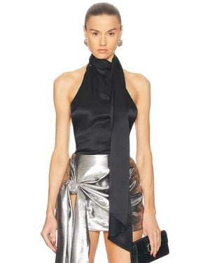 Monot Silk Scarf Top - Black