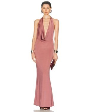 LAPOINTE Lightweight Jersey Deep Cowl Neck Gown - Red