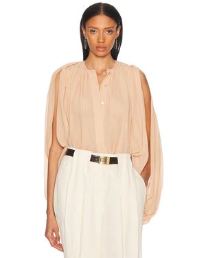 Stella McCartney Creponne Drape Crew Blouse - Natural