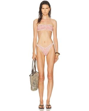 Akoia Swim Batik Smock Tube Crochet Bikini Set - White