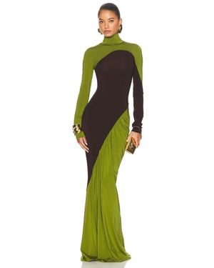 Helsa The Abstraction Color Blocked Jersey Dress - Green