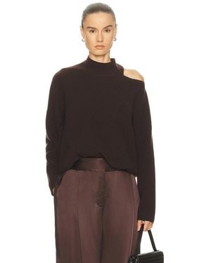 The Sei Open Shoulder Sweater - Brown