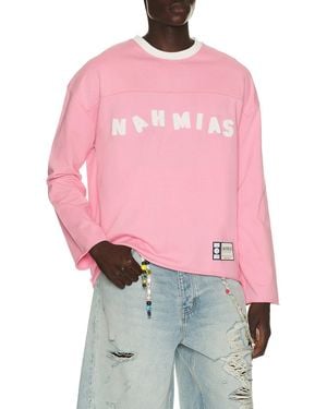 NAHMIAS Varsity Logo Long Sleeve Shirt - Pink