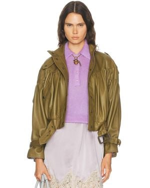 Chloé Leather Bomber Jacket - Brown
