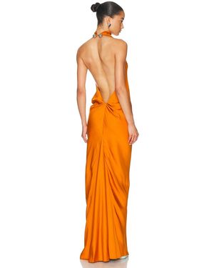 Brandon Maxwell Ophelia Sleeveless High Neck Gown - Orange