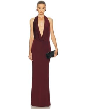 LAPOINTE Lightweight Jersey Deep Cowl Neck Gown - Red
