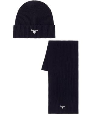 Barbour Cascade Beanie & Scarf Set - Blue
