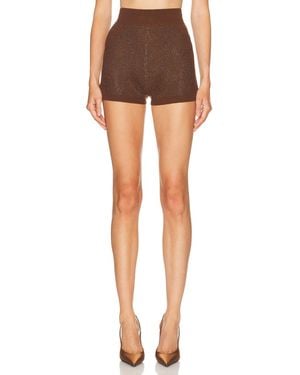 David Koma Rhinestone Embroidered Short - Brown
