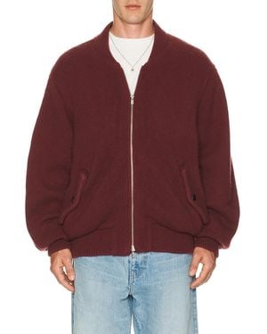 vowels Knitted Bomber Jacket - Red
