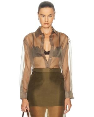 RENGGLI Organza Button Up Shirt - Green