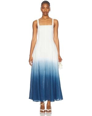 Nicholas Athena Sleeveless Paneled Midi Dress With Godets - Blue