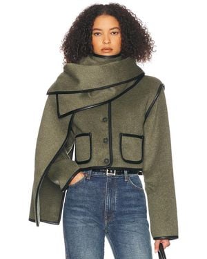 Helsa Boxy Jacket With Detachable Scarf - Green