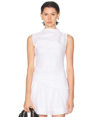 AEXAE Linen Ruched Top - White
