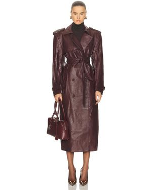 AEXAE X Revolve Leather Suede Trench Coat - Red