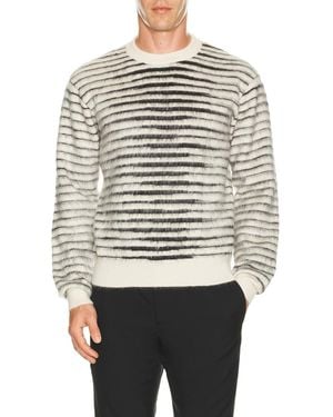 Tom Ford Brushed Stripe Mohair Long Sleeve Crew Neck - Gray