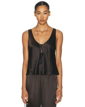 Enza Costa Silk Satin U Tank Top - Black