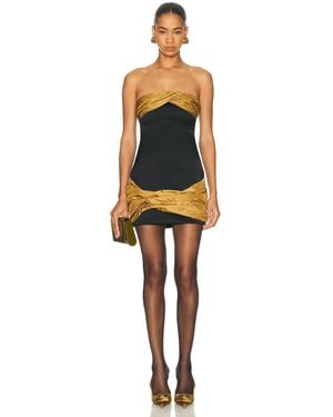 Burc Akyol Taffetas Draped Mini Dress - Black