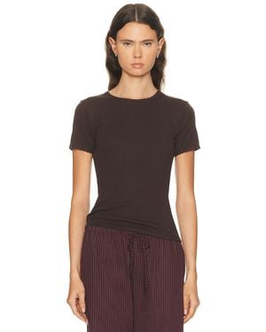 Leset Pointelle Slim Fit Tee - Red