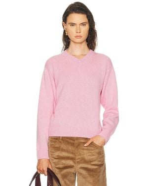 AMIYA Nevia Cashmere V-Neck Sweater - Pink