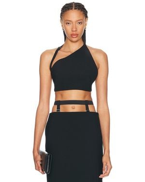 Mugler One Shoulder Crop Top - Black