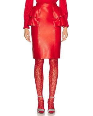 Valentino Leather Skirt - Red