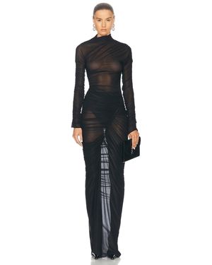 Atlein Hyper Ruched Long Dress - Black