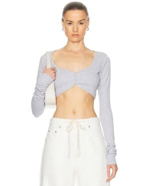GRLFRND Rib Button Through Crop Top - White
