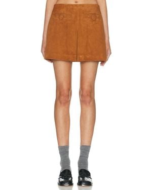 Marc Jacobs Suede Box Pleat Mini Skirt - Brown
