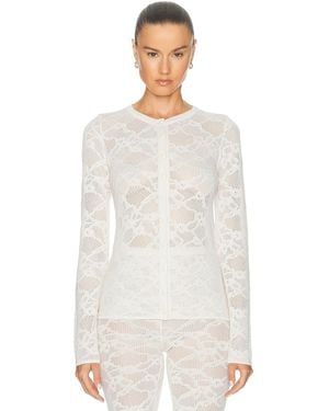 The Elder Statesman Pointelle Fitted Cardigan - White