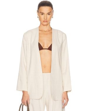 Leset Belle Collarless Blazer - White