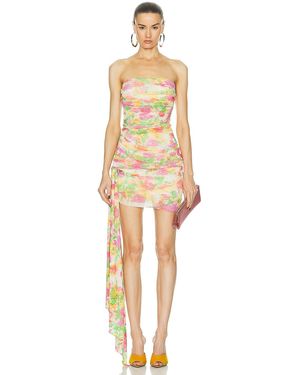 Saint Laurent Ruched Strapless Dress - Multicolor