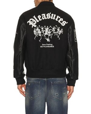 Pleasures X Zero Skateboards Varsity Jacket - Black