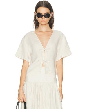 STAUD Ava Linen Top - White